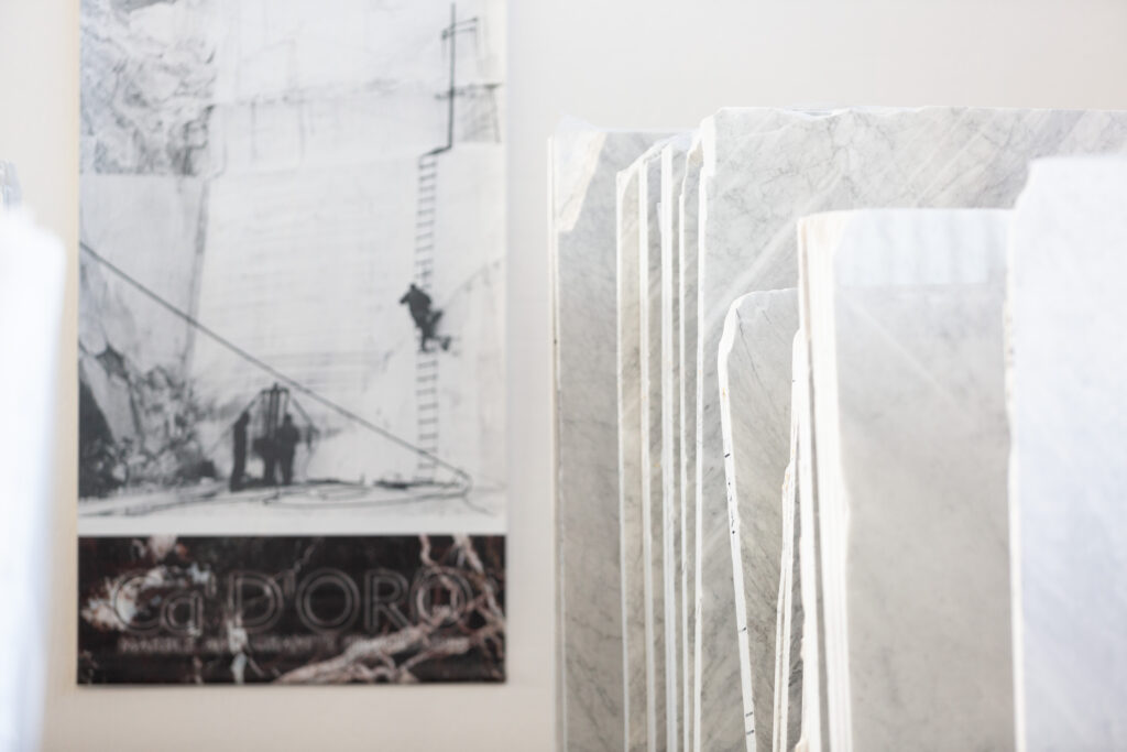 Carrara marble.